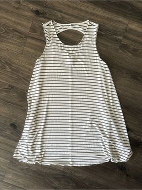 American Eagle Outfitters White and Black Striped Sleeveless Mini Dress